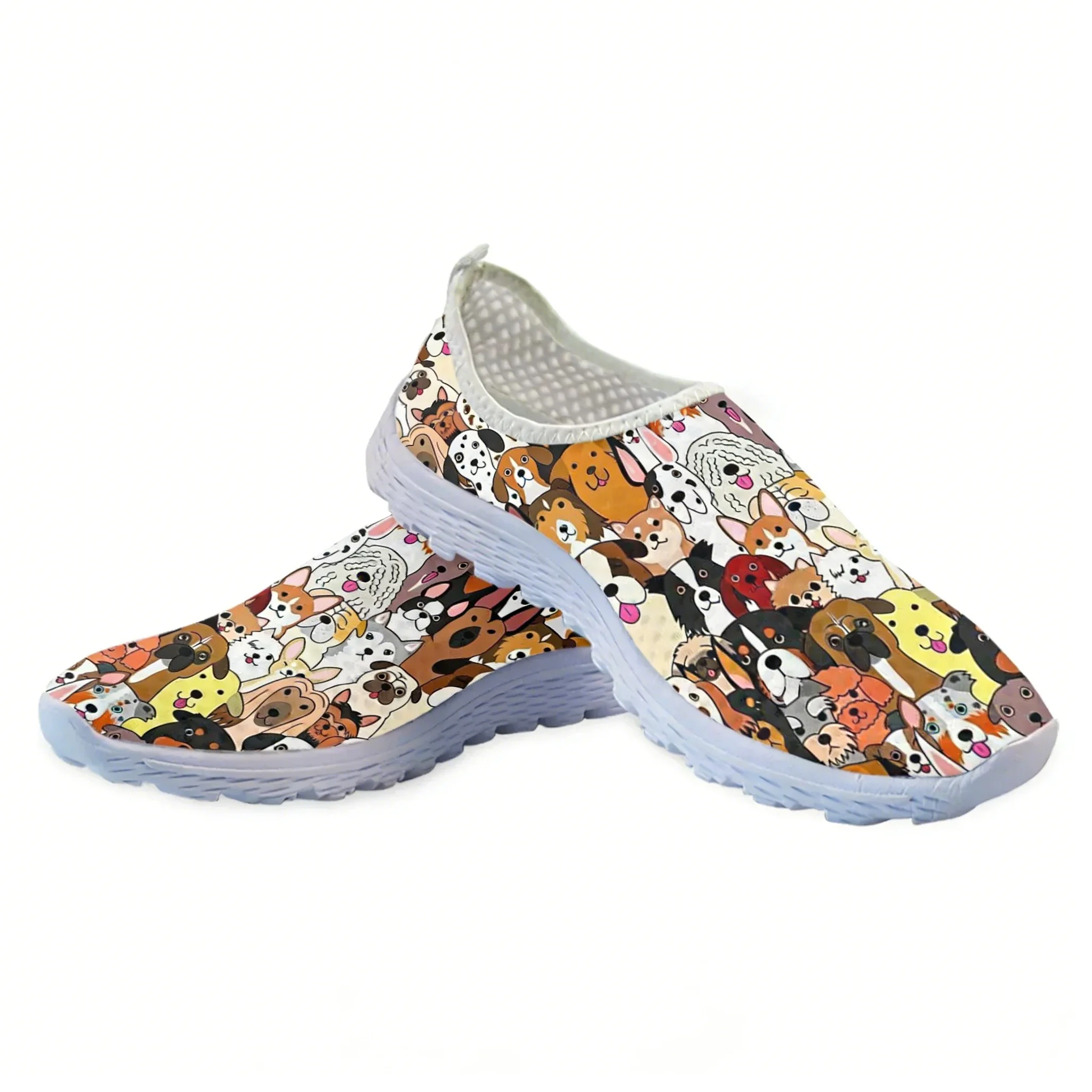 Women'S Fashion Tennis Shoes - Lovely Cartoon Dog Design Mesh High