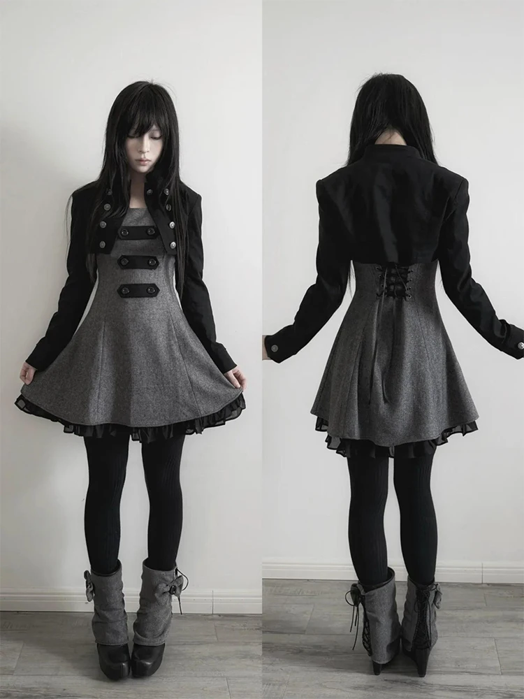 Women'S Y2K Fashion Aesthetic - Gothic Punk Y2K Stand Collar Dark
